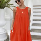 Chic O-neck Solid Color Sleeveless Mini Dress