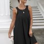 Chic O-neck Solid Color Sleeveless Mini Dress