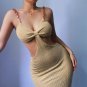Cut Out Front Chain Suspender Midi Dress