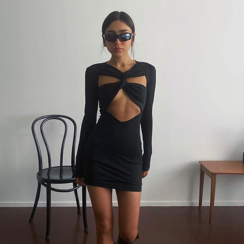 Cut Out Sexy Black Mini Dress