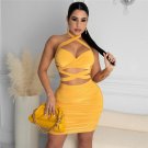 Cutout Cross Halter Wrapped Mini Dress