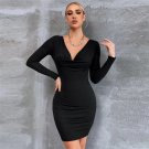 Deep V Neck Elegant Night Mini Dress