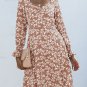Ditsy Floral Sweetheart Neck Flare Midi Dress