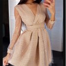 Dot Print V-neck Women's Mini Dress