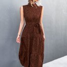 Dotted Sleeveless Tiered Midi Dress