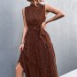 Dotted Sleeveless Tiered Midi Dress