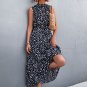 Dotted Sleeveless Tiered Midi Dress