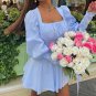 Elegant Autumn Square Collar Mini Dress