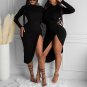 Elegant Fashion Long Sleeve Wrap Midi Dress