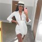Elegant Tie Up Front White Mini Dress