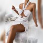 Elegant Women Ring Halter Cut Out Midi Dress