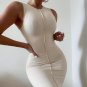 Elegant Women Sleeveless Ribbed Midi Dress
