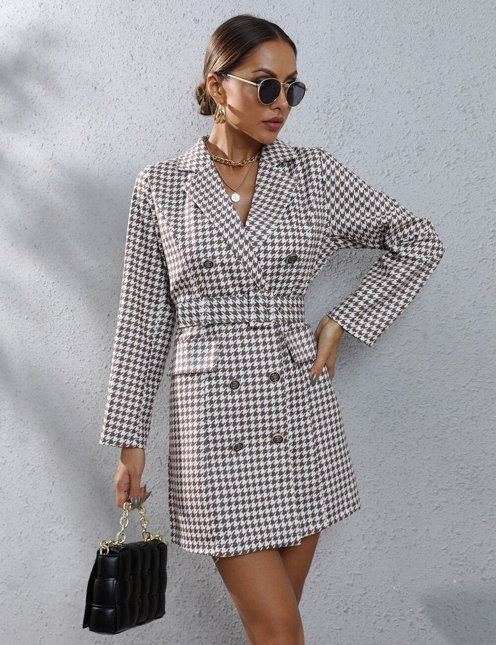 Fall Winter Notched mini dress