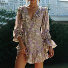Flared Sleeve Backless Lace Up Mini Dress