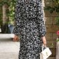 Floral Bubble Sleeve Tiered Midi Dress