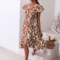 Floral Lace Trim Tie-Waist Surplice Wrap Midi Dress