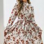 Floral Mock Neck Tie-Waist Pleated Midi Dress