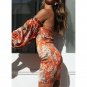 Floral Print Long Sleeve Orange Mini Dress