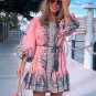 Floral Print Pink Long Sleeve Mini Dress