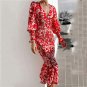 Floral Print Ruffled Lantern Sleeve Maxi Dress