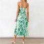 Floral Print Slip Green Summer Midi Dress