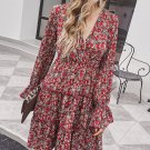 Floral Print Winter Long Sleeve Mini Dress