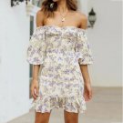 Flower Print Off Shoulder New Mini Dresses