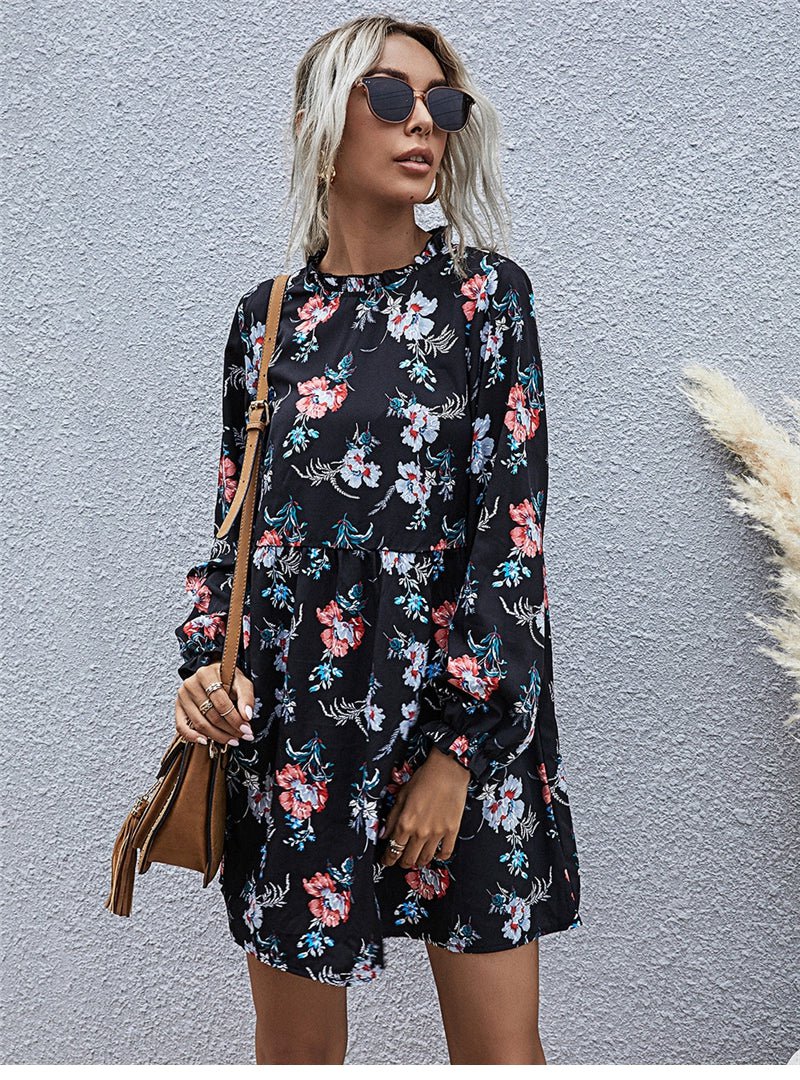 Full Sleeve High Waist Loose Mini Dress