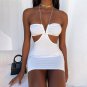 Halter Neck Lace U Wrap Mini Dress