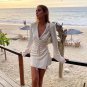 Lace Up Wrap Shirt Satin Mini Dress