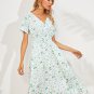 Ladies Floral Print Sexy Midi Dress