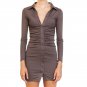 Long Sleeve Lapel Bodycon Mini Dress