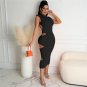O Neck Solid Sexy Hollow Maxi Dress