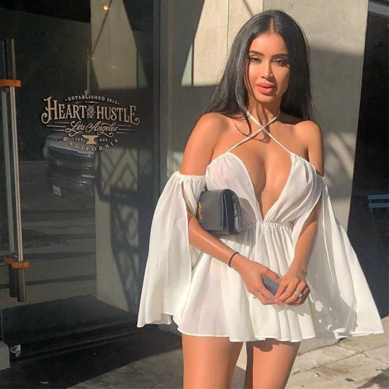 Off Shoulder Long Sleeve Sexy Mini Dress