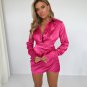 Office Lady Satin Shirts Mini Dress
