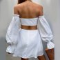 Off-Shoulder Lantern Sleeve Mini Dress