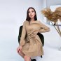 O-Neck Belt Folds Knee Mini Dress