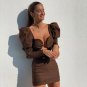 Puff Sleeve Ruched Bodycon Mini Dress