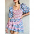 puff sleeve square neck smocked Mini Dress