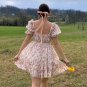 Puff Sleeve White Print Floral Mini Dress