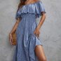 Sexy Chic Slash Neck Strapless Dot Print Midi Dress
