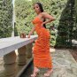 Sexy Cutout Halter Ruched Maxi Dress