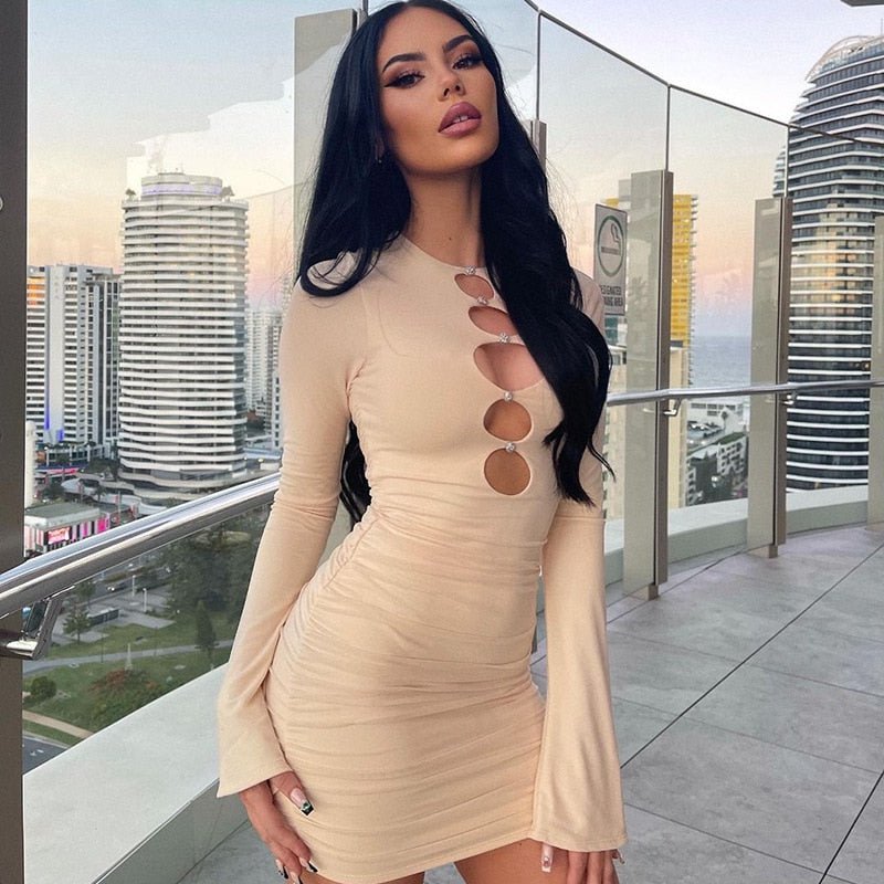 Sexy Cutout Long Sleeve Mini Dress