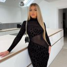Sexy Perspective Mesh Spliced Midi Dress