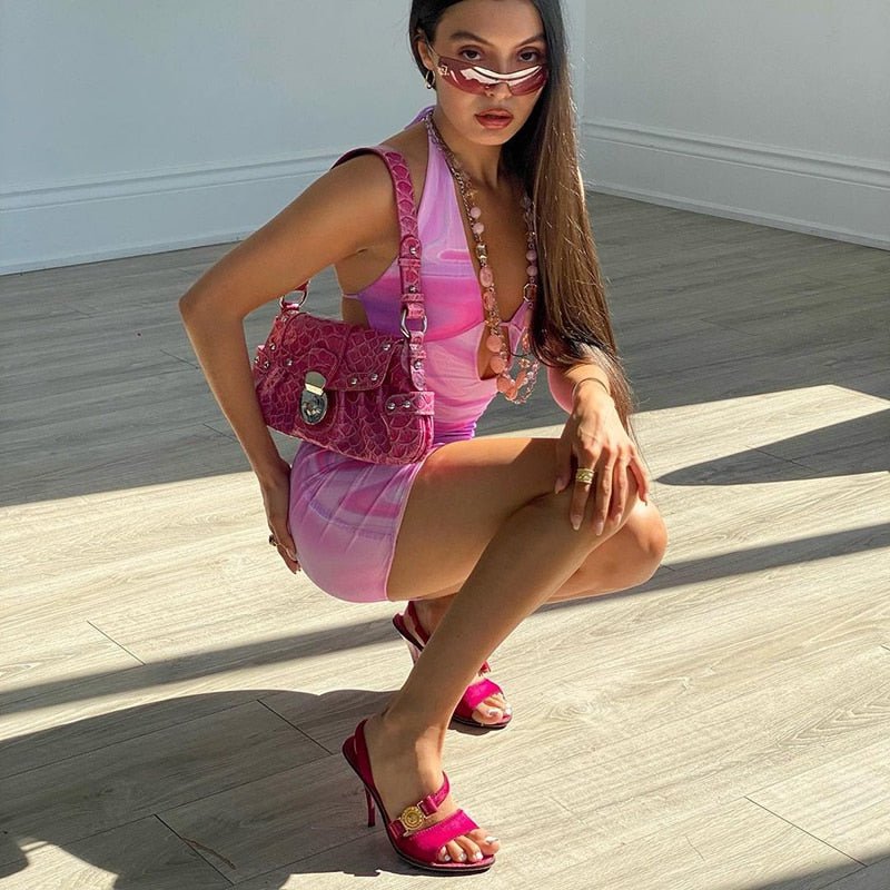 Sexy Halter Print Backless Mini Dress