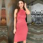 Sleeveless Knitted Pink Midi Dress