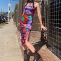 Slip Midi Dress Gothic Floral Printing