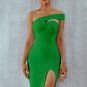 Solid Color Tight Slit Midi Dress