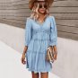 Summer retro V-neck sexy ruffles Mini dress