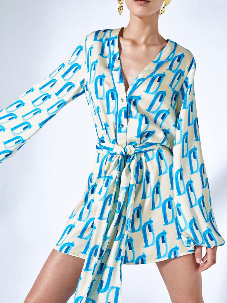 Summer Satin Printed Mini Dresses